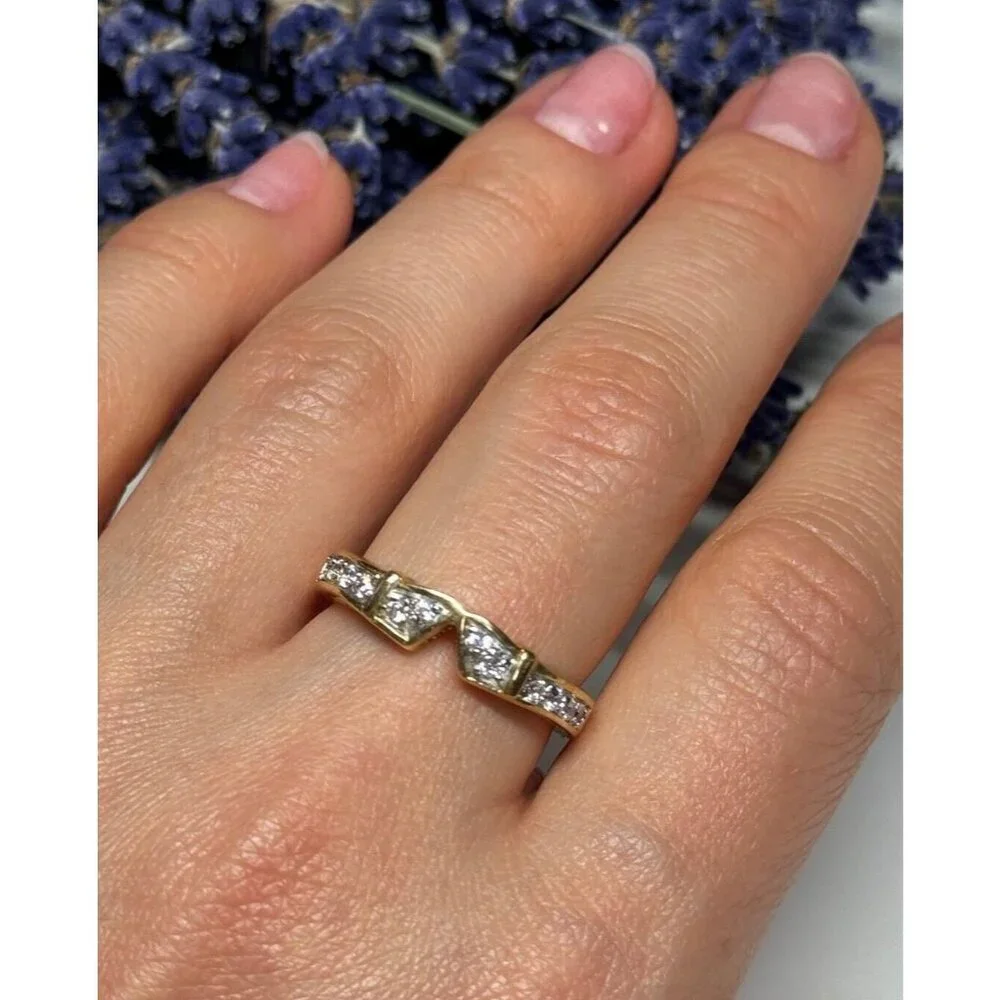 925 STERLING SILVER GOLD PLATED CZ RING SIZE 8.5